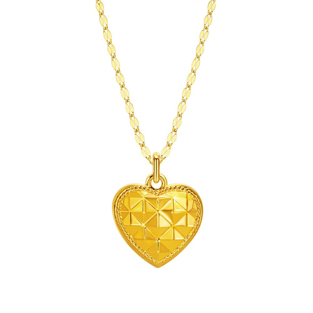[ MELORA JEWELRY ] 24K 퀼팅 하트 목걸이 2.8g 이미지 1