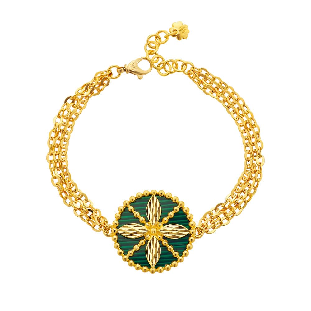 [ MELORA JEWELRY ] 24K 포인트 스톤 플라워 팔찌 18.75g