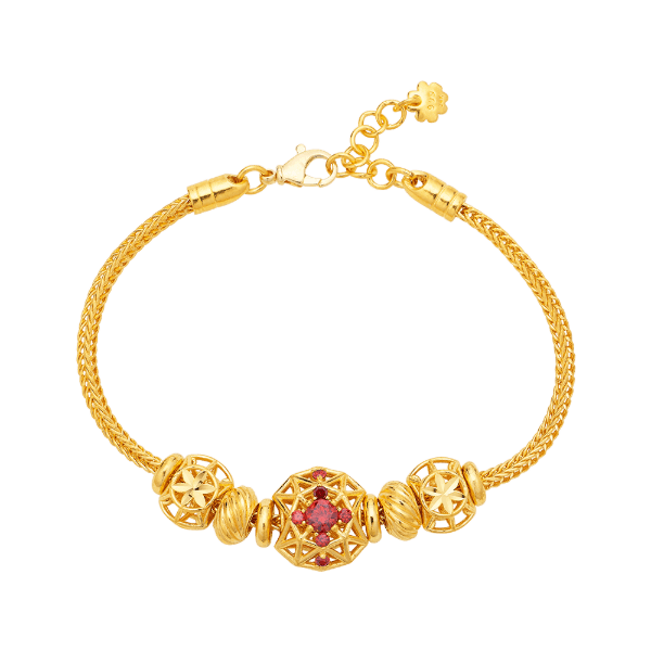 [ MELORA JEWELRY ] 24K 가넷 플라워 팔찌 26.25g