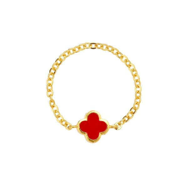 [ MELORA JEWELRY ] 클로버 컬러 레드 반지 0.974g 이미지 1