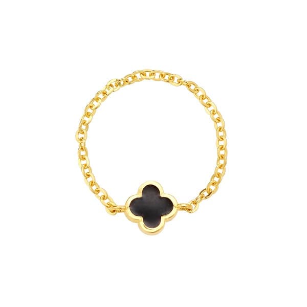 [ MELORA JEWELRY ] 클로버 컬러 블랙 반지 0.974g 이미지 1