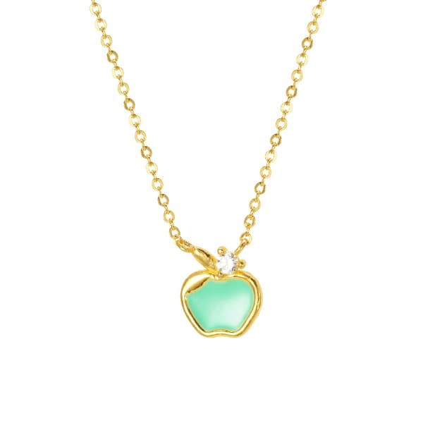 [ MELORA JEWELRY ] 24K 컬러풀 멜로라 사과 민트 컬러 목걸이A 3.75g
