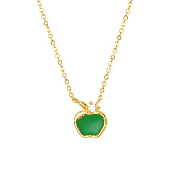 [ MELORA JEWELRY ] 24K 컬러풀 멜로라 사과 그린 컬러 목걸이B 3.75g