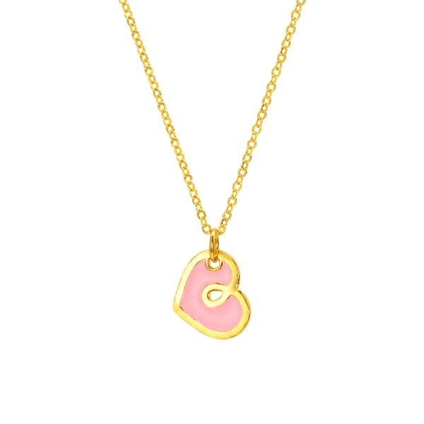 [ MELORA JEWELRY ] 24K 컬러풀 멜로라 하트 핑크 컬러 목걸이 3.75g