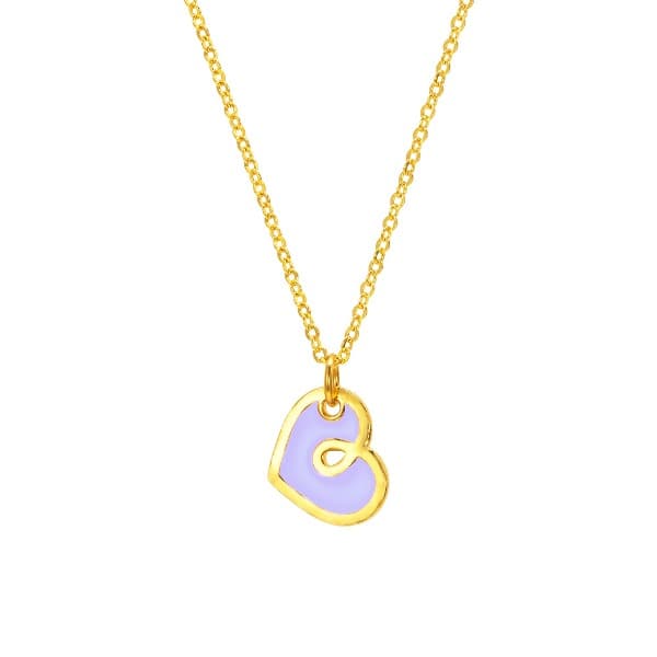 [ MELORA JEWELRY ] 24K 컬러풀 멜로라 하트 퍼플 컬러 목걸이 3.75g