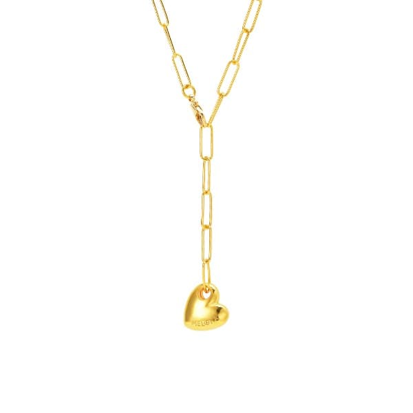 [ MELORA JEWELRY ] 24K 볼륨 멜로라 하트 볼륨 Y체인 목걸이 15g