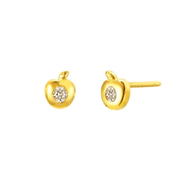[ MELORA JEWELRY ] 24K 스톤 멜로라 다이아 사과 귀걸이 1.1g 이미지 1