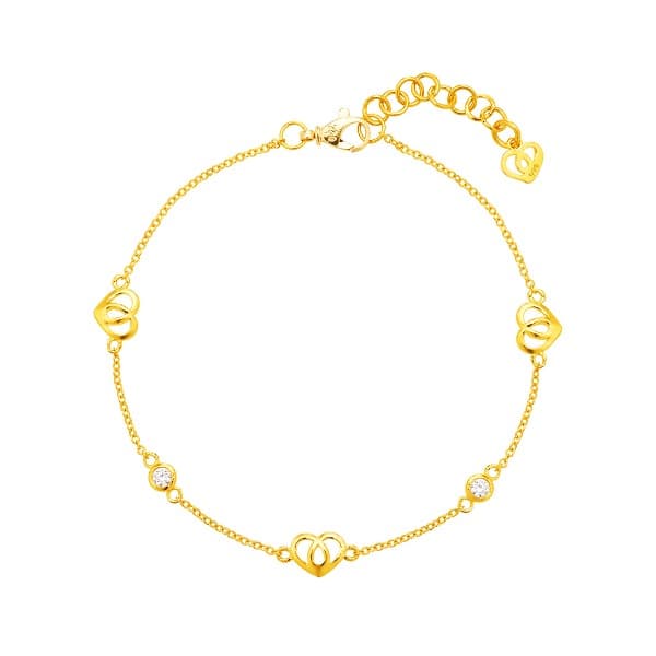 [ MELORA JEWELRY ] 24K 라인 멜로라 하트 큐빅 라운드 팔찌 3.75g 이미지 1
