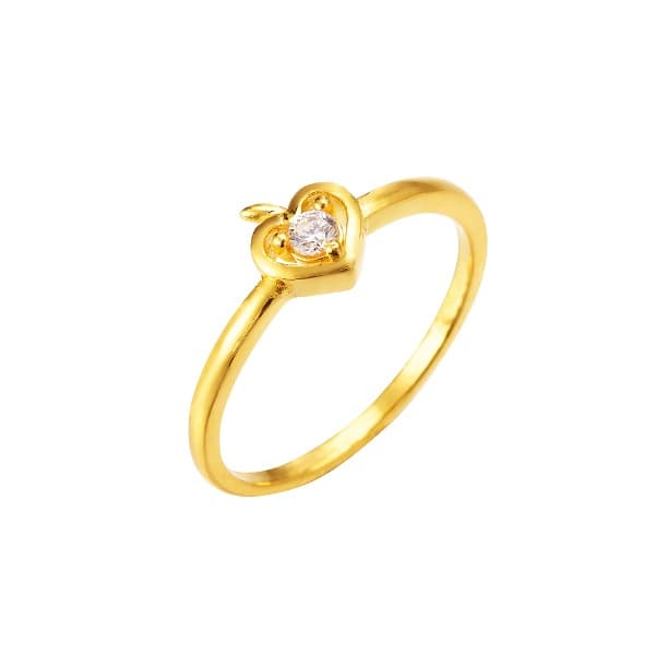 [ MELORA JEWELRY ] 24K 라인 멜로라 하트 큐빅 사과 반지 2.38g 이미지 1