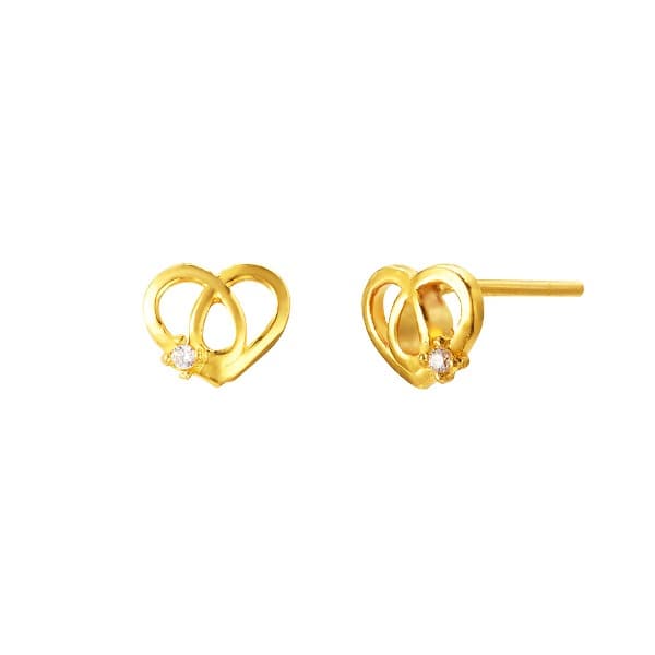 [ MELORA JEWELRY ] 24K 라인 멜로라 하트 사과 귀걸이 1.3g 이미지 1
