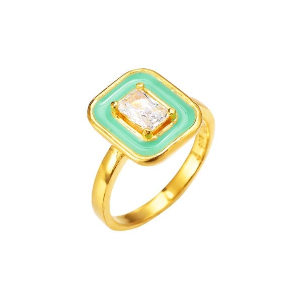 [ MELORA JEWELRY ] 24K 컬러풀 멜로라 롱 스퀘어 큐빅 반지 7.5g 이미지 1